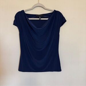White House Black Market Navy Cowl Neck Top | Size XS